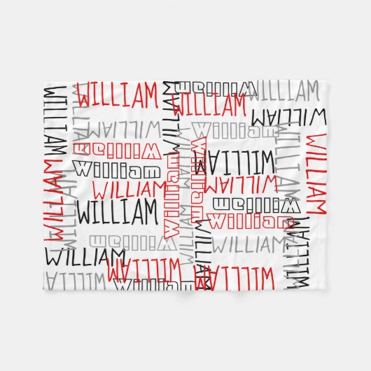 Moderne zwarte rode jongens gepersonaliseerde aang fleece deken (Voorkant (Horizontaal))