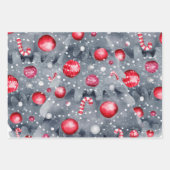 Moderne zwarte rode kerstWaterverf Inpakpapier Vel (Voorkant 3)