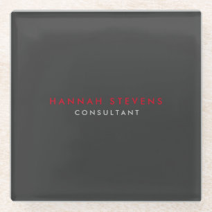 Moderne zwarte rode professionele Jouw naam Glazen Onderzetter