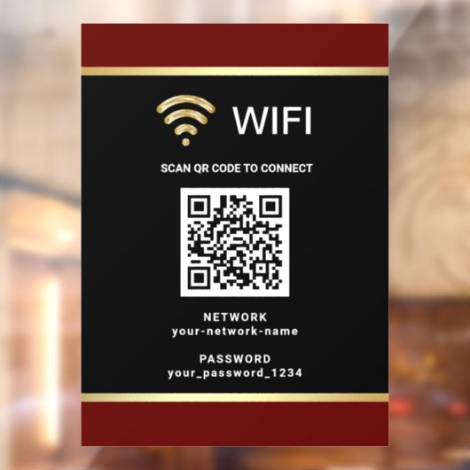 Moderne Zwarte Rode QR Code Wifi Netwerk Wachtwoor Raamsticker (Vel 2)