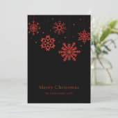 Moderne Zwarte Rode Script Kerstboom Feestdagenkaart (Staand voorkant)