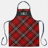 Moderne Zwarte Rode Tartan Plaid Gepersonaliseerd Schort (Voorkant)