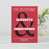 Moderne Zwarte Rode Witte Bruiloft met Uitstekende Save The Date (Staand voorkant)