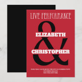 Moderne Zwarte Rode Witte Bruiloft met Uitstekende Save The Date (Voorkant / Achterkant)