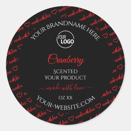 Moderne zwarte rode Word Cloud Product Labels Logo (Voorkant)