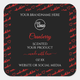 Moderne zwarte rode Word Cloud Product Labels Logo