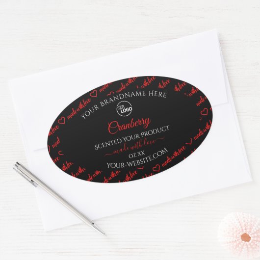 Moderne zwarte rode Word Cloud Product Labels Logo (Envelop)
