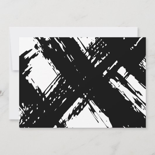 Moderne zwarte rommelige penseelstreken briefpapie notitiekaartje (Achterkant)