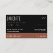 Moderne zwarte roodbruin eenvoudig met monogram visitekaartje (Achterkant)