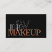 Moderne zwarte roodbruin eenvoudig met monogram visitekaartje (Voorkant)