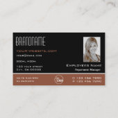 Moderne zwarte roodbruin met Logo en foto Visitekaartje (Achterkant)