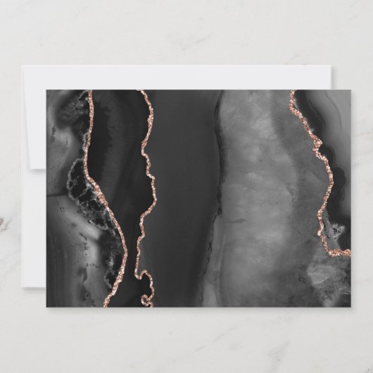 Moderne zwarte Roos Gold Agate Save the Date Kaart (Achterkant)