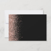 Moderne zwarte Roos Gold Faux Glitter Edge RSVP-ka RSVP Kaartje (Achterkant)