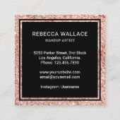 Moderne zwarte Roos Gold Glitter Lips Makeup Artis Vierkante Visitekaartje (Achterkant)