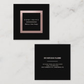 Moderne zwarte Roos Gold Lijst Professional Square Vierkante Visitekaartje (Voorkant / Achterkant)