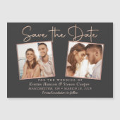 Moderne zwarte Roos Gold Photo Save the Date Magne (Voorkant)