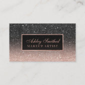 Moderne zwarte rose goud glitter chique ombre make visitekaartje (Voorkant)