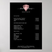 Moderne zwarte Rosegold Diamond-prijslijst Poster (Voorkant)