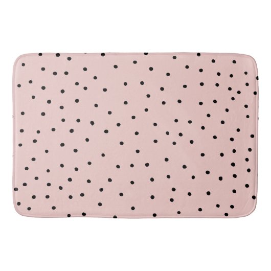Moderne zwarte roze aquarel leuke polka stippen badmat (Voorkant)