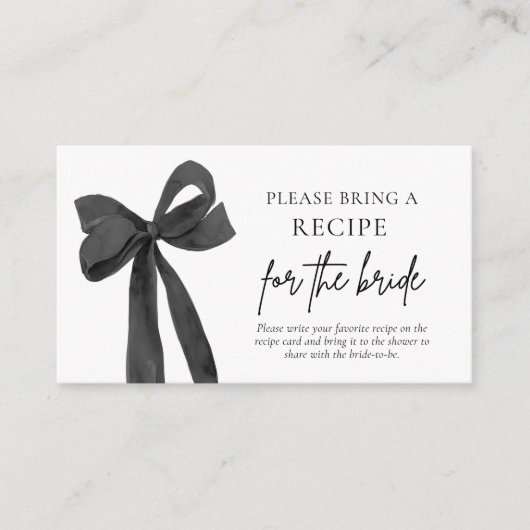 Moderne zwarte roze boog neem een recept mee informatiekaartje (Voorkant)