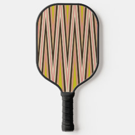 Moderne Zwarte Roze Chevron Patroon Pickleball Paddle