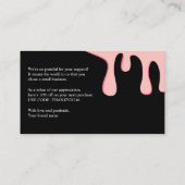 Moderne zwarte roze druppel Dank u Kortingskaartje (Achterkant)