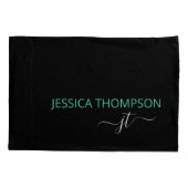 Moderne zwarte roze Eenvoudige scriptnaam Kussensloop (Achterkant)