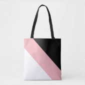 Moderne zwarte roze en witte diagonaal gestreept tote bag (Voorkant)