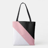 Moderne zwarte roze en witte diagonaal gestreept tote bag (Achterkant)