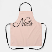 Moderne zwarte roze en zwarte nagellijst schort (Voorkant)