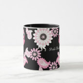 Moderne zwarte roze flamingo koffie mok (Midden)
