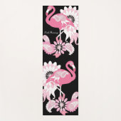 Moderne Zwarte Roze Flamingo Yogamat (Voorkant)