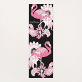 Moderne Zwarte Roze Flamingo Yogamat (Achterkant)