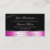 Moderne zwarte roze gebogen decor lijnen glinstere visitekaartje (Achterkant)