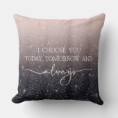 Moderne Zwarte & Roze Glitter Sparkles “Ik Kies Jo Kussen (Voorkant)