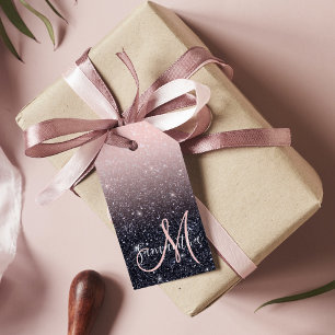 Moderne Zwarte & Roze Glitter Sparkles Naam  Cadeaulabel
