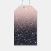 Moderne Zwarte & Roze Glitter Sparkles Naam Cadeaulabel (Achterkant)