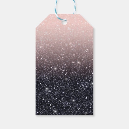 Moderne Zwarte & Roze Glitter Sparkles Naam  Cadeaulabel (Achterkant)