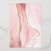 Moderne, zwarte roze goudbruine donkere bruiloft folie uitnodiging (Achterkant)