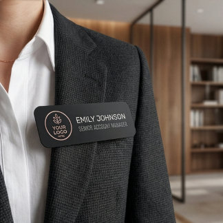 Moderne Zwarte Roze Gouden Aangepaste Zakelijke Lo Naamplaatje