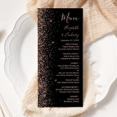 Moderne Zwarte Roze Gouden Glitter Rand Trouw Menu