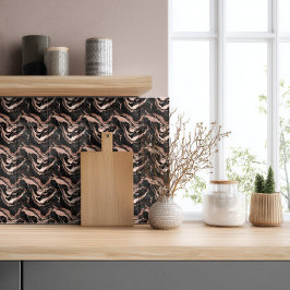 Moderne Zwarte Roze Gouden Marmer Patroon Tegeltje