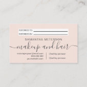 Moderne, zwarte roze haarmake-up professional aanbevelingskaartje (Achterkant)