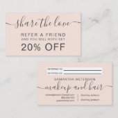 Moderne, zwarte roze haarmake-up professional aanbevelingskaartje (Voorkant / Achterkant)