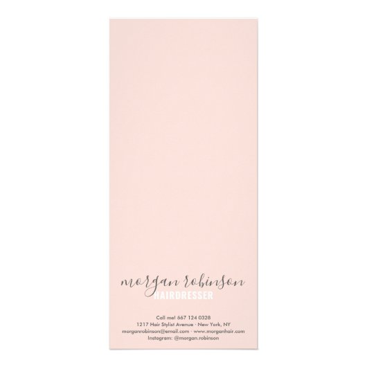 Moderne zwarte roze haarstylist scriptprijslijst reclamekaart (Achterkant)