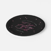 Moderne zwarte roze kalligrafie 50ste verjaardag papieren bordje (Gekanteld)