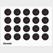 Moderne zwarte roze kalligrafie 50ste verjaardag ronde sticker (Vel)