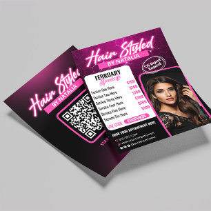 Moderne Zwarte & Roze Kapsalon Special Flyer