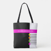 Moderne zwarte roze kleur geblokkeerde monogrammen tote bag (Achterkant)