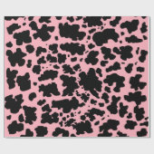 Moderne zwarte roze Koe Huidtextiel Dierafdrukken Cadeaupapier (Vlak)